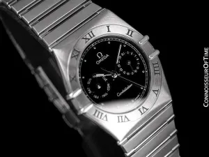 Omega Constellation Mens 35mm Day-Date Watch, Black Dial, Quartz - Stainless Steel