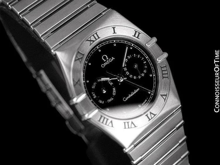 Omega Constellation Mens 35mm Day-Date Watch, Black Dial, Quartz - Stainless Steel