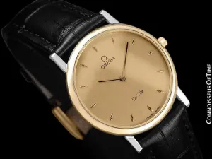 Omega De Ville Mens Midsize Dress Watch - Solid 18K Gold and Stainless Steel