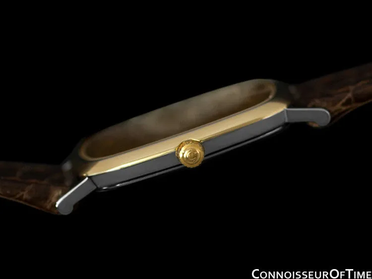 Omega De Ville Mens Midsize Dress Watch - Solid 18K Gold and Stainless Steel