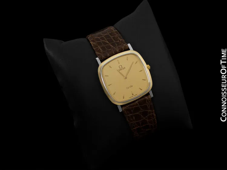 Omega De Ville Mens Midsize Dress Watch - Solid 18K Gold and Stainless Steel