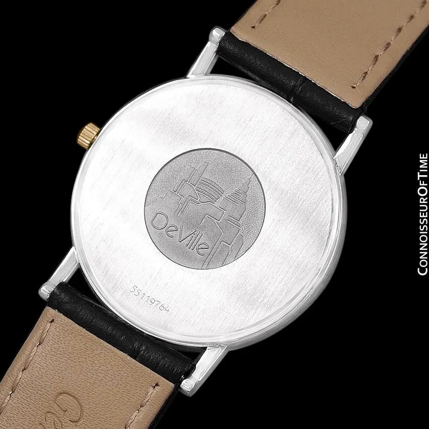 Omega De Ville Mens Midsize Dress Watch - Solid 18K Gold and Stainless Steel