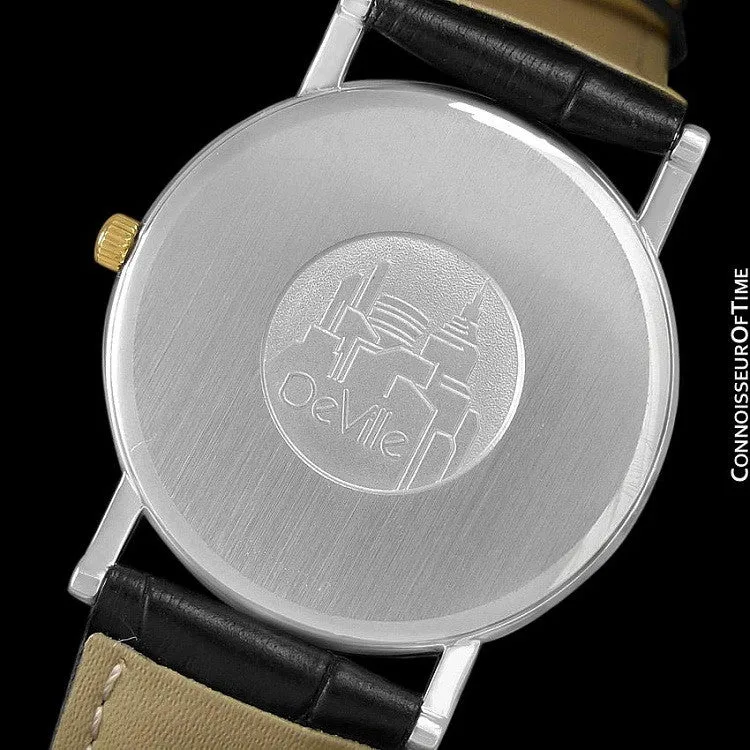 Omega De Ville Mens Midsize Dress Watch with Date - Solid 18K Gold and Stainless Steel