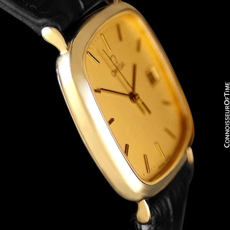 Omega De Ville Mens Midsize Dress Watch with Quick-Setting Date - 18K Gold Plated and Stainless Steel