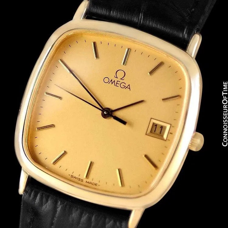 Omega De Ville Mens Midsize Dress Watch with Quick-Setting Date - 18K Gold Plated and Stainless Steel