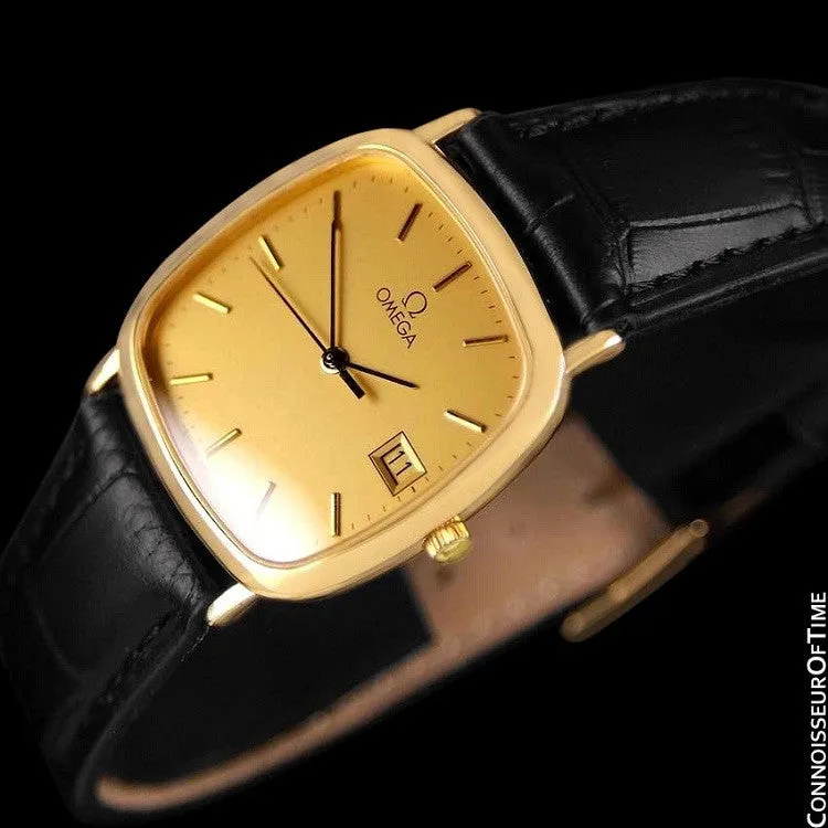 Omega De Ville Mens Midsize Dress Watch with Quick-Setting Date - 18K Gold Plated and Stainless Steel