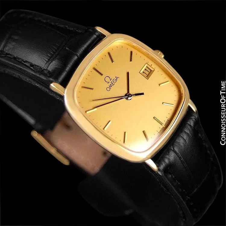Omega De Ville Mens Midsize Dress Watch with Quick-Setting Date - 18K Gold Plated and Stainless Steel