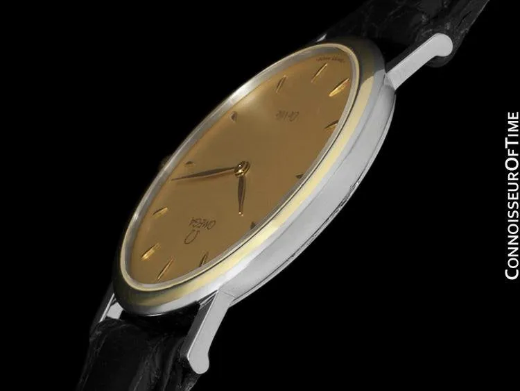 Omega De Ville Mens Ultra Thin Dress Watch - Solid 18K Gold and Stainless Steel