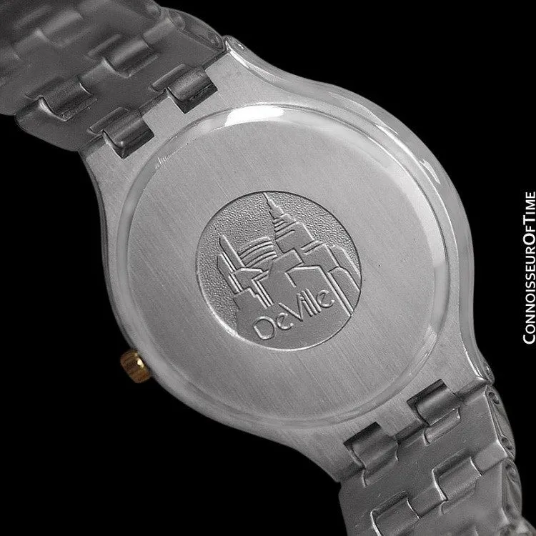 Omega De Ville "Symbol" Mens Quartz Blue Dial Dress Watch - Stainless Steel & Solid 18K Gold
