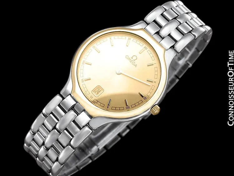 Omega De Ville "Symbol" Mens Quartz Dress Watch - Stainless Steel & Solid 18K Gold