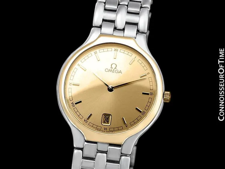 Omega De Ville "Symbol" Mens Quartz Dress Watch - Stainless Steel & Solid 18K Gold