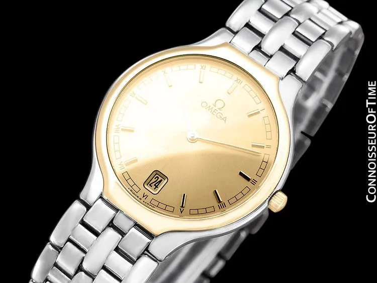 Omega De Ville "Symbol" Mens Quartz Dress Watch - Stainless Steel & Solid 18K Gold