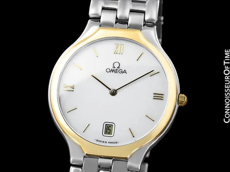 Omega De Ville "Symbol" Mens Quartz Dress Watch - Stainless Steel & Solid 18K Gold
