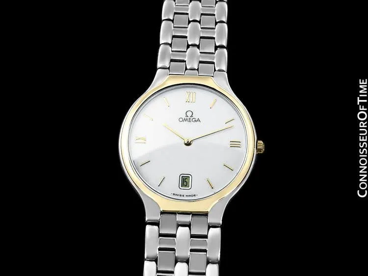 Omega De Ville "Symbol" Mens Quartz Dress Watch - Stainless Steel & Solid 18K Gold