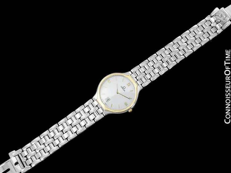 Omega De Ville "Symbol" Mens Quartz Dress Watch - Stainless Steel & Solid 18K Gold