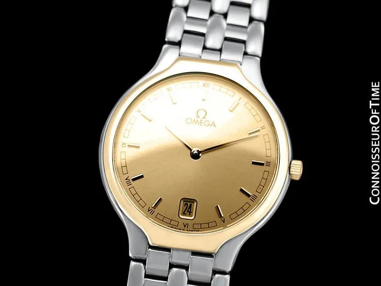 Omega De Ville "Symbol" Mens Quartz Dress Watch - Stainless Steel & Solid 18K Gold