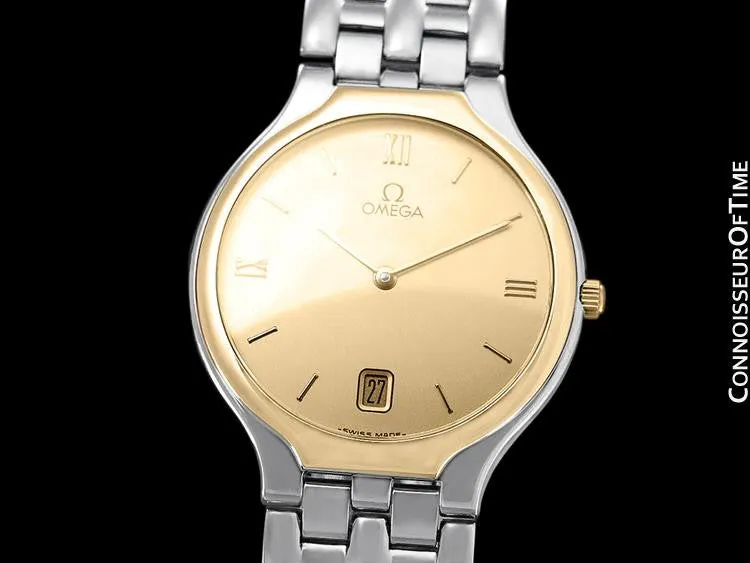 Omega De Ville "Symbol" Mens Quartz Dress Watch - Stainless Steel & Solid 18K Gold