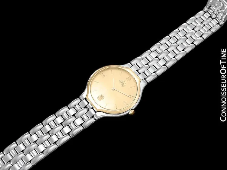 Omega De Ville "Symbol" Mens Quartz Dress Watch - Stainless Steel & Solid 18K Gold