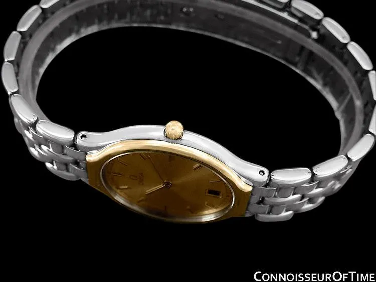 Omega De Ville "Symbol" Mens Quartz Dress Watch - Stainless Steel & Solid 18K Gold
