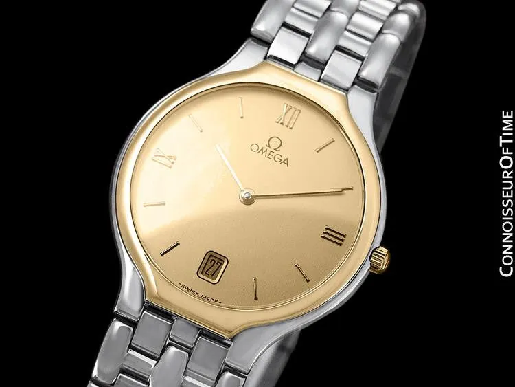 Omega De Ville "Symbol" Mens Quartz Dress Watch - Stainless Steel & Solid 18K Gold