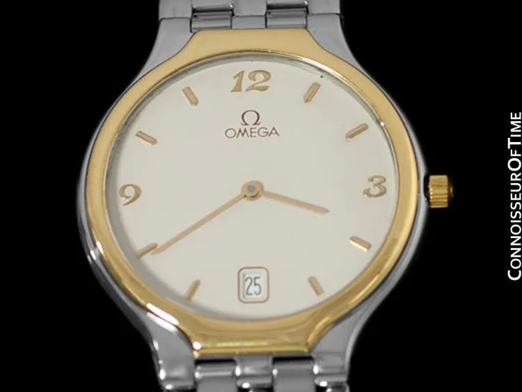 Omega De Ville "Symbol" Mens Quartz Dress Watch - Stainless Steel & Solid 18K Gold