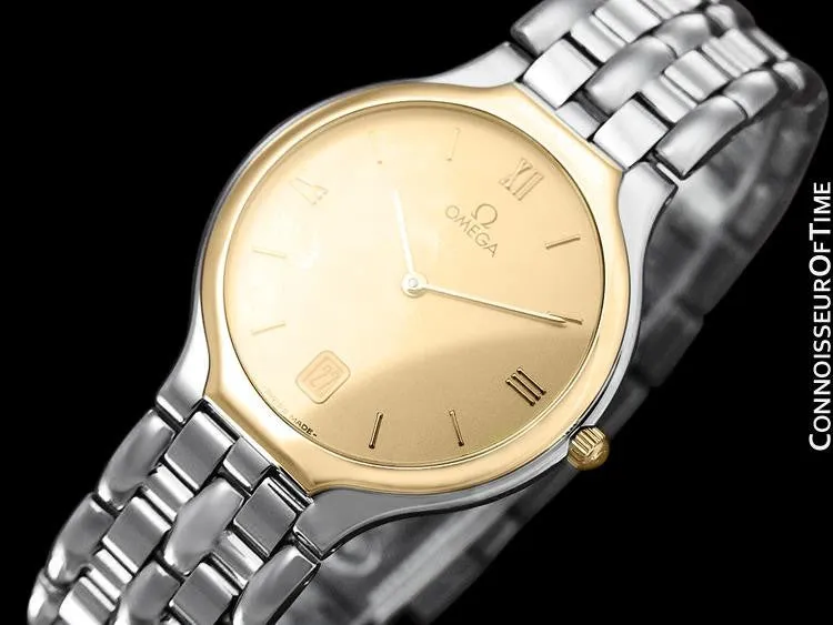 Omega De Ville "Symbol" Mens Quartz Dress Watch - Stainless Steel & Solid 18K Gold