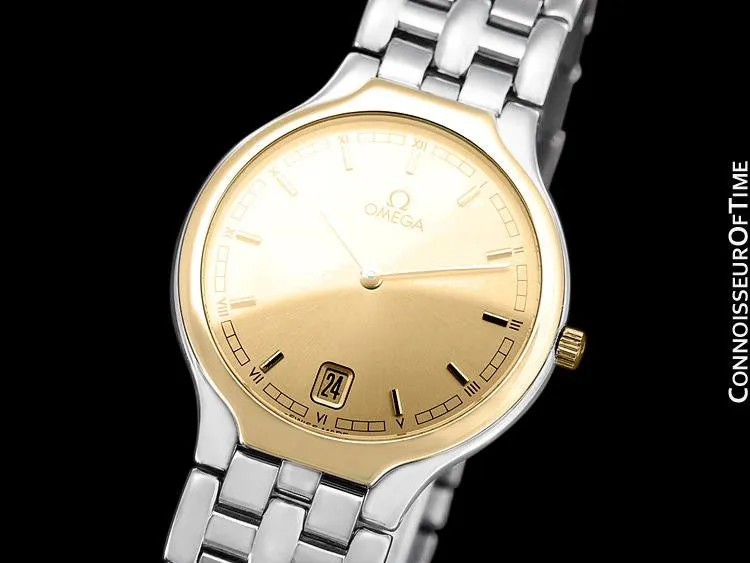 Omega De Ville "Symbol" Mens Quartz Dress Watch - Stainless Steel & Solid 18K Gold