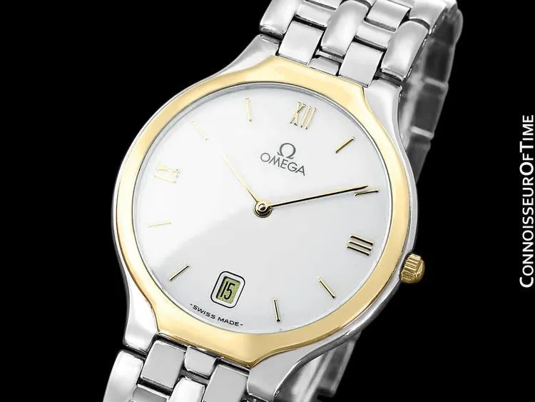Omega De Ville "Symbol" Mens Quartz Dress Watch - Stainless Steel & Solid 18K Gold