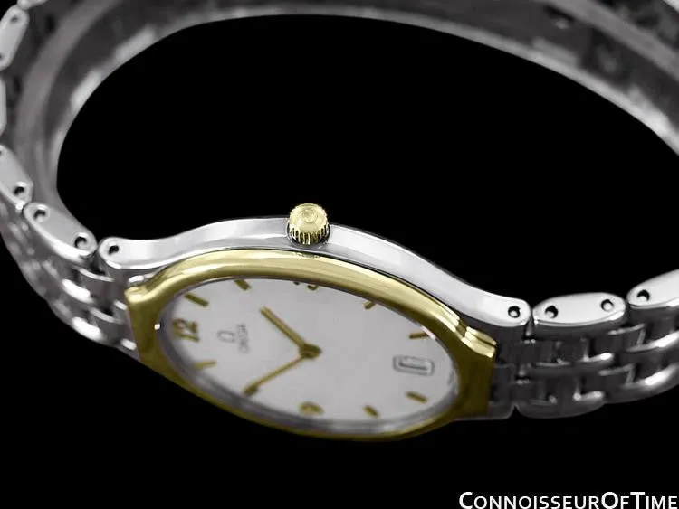 Omega De Ville "Symbol" Mens Quartz Dress Watch - Stainless Steel & Solid 18K Gold