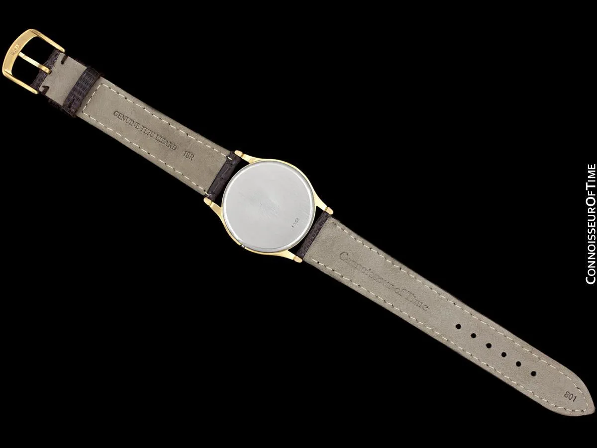 Omega De Ville Vintage Mens Midsize Thin Accuset Dress Watch with White Dial - 18K Gold Plated & Stainless Steel