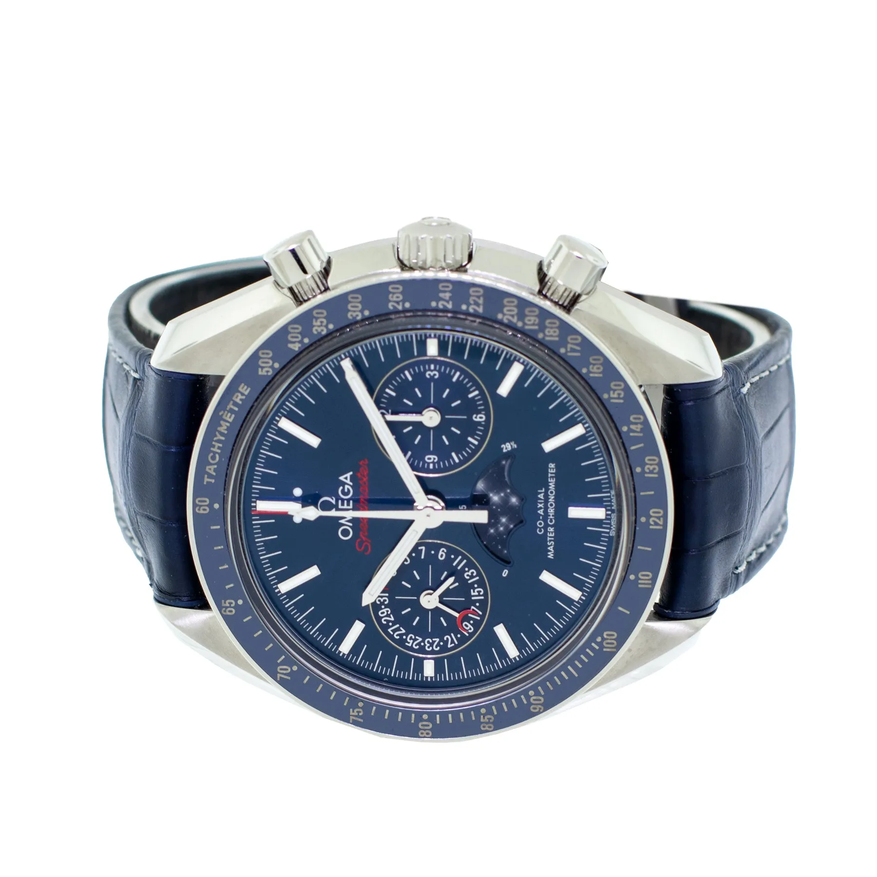 Omega Speedmaster Chronograph 44.25mm Stainless Steel Blue Index Dial 304.33.44.52