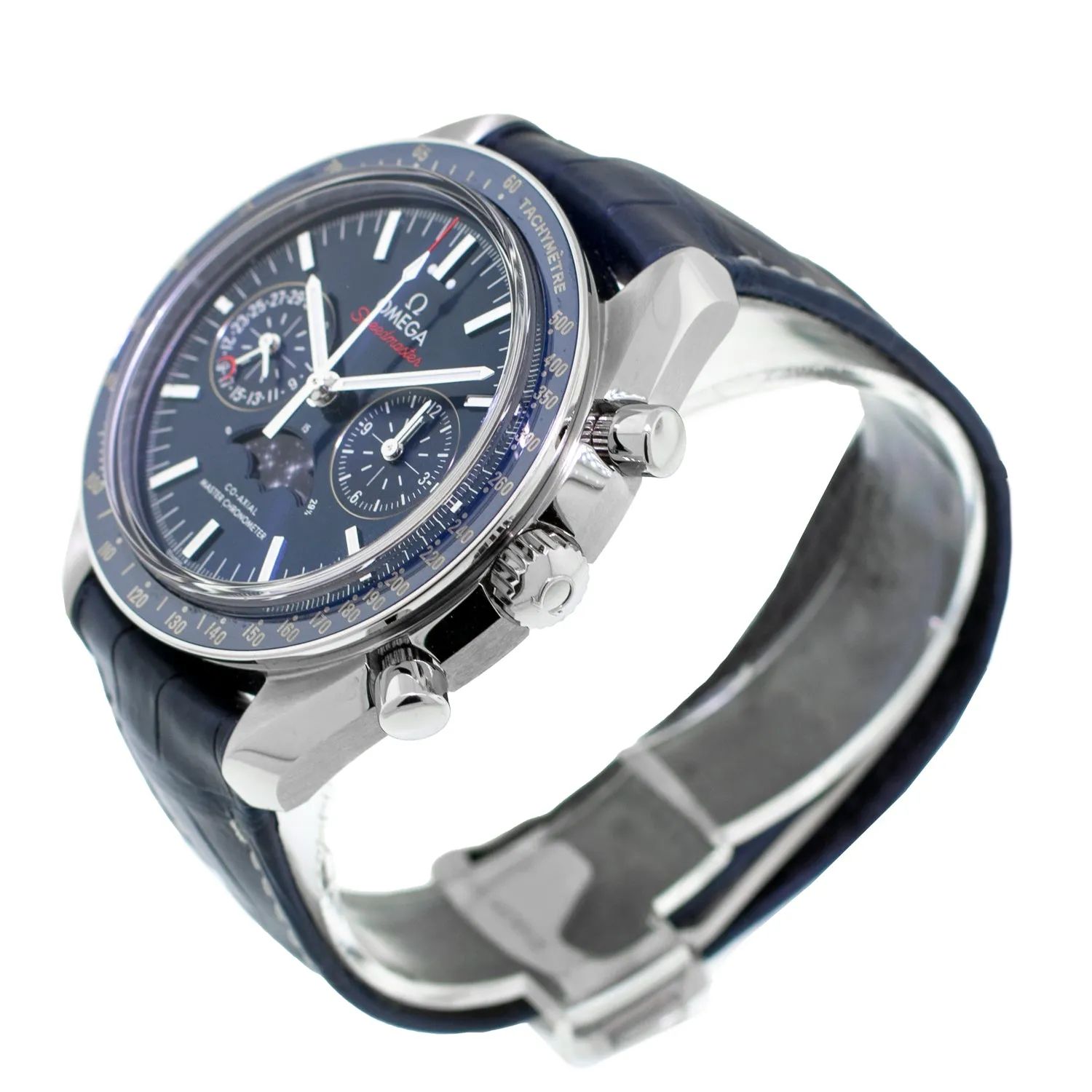 Omega Speedmaster Chronograph 44.25mm Stainless Steel Blue Index Dial 304.33.44.52