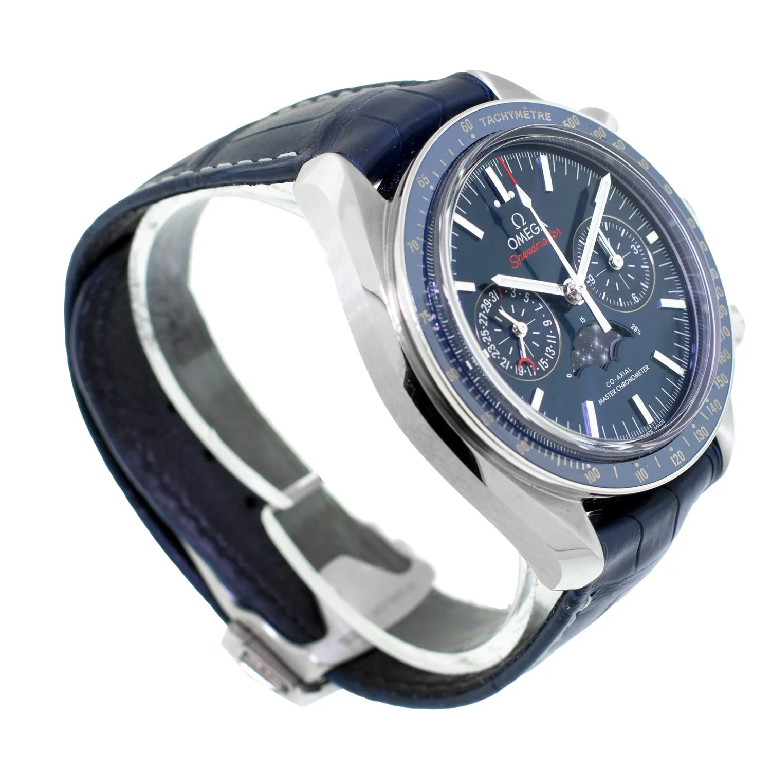 Omega Speedmaster Chronograph 44.25mm Stainless Steel Blue Index Dial 304.33.44.52