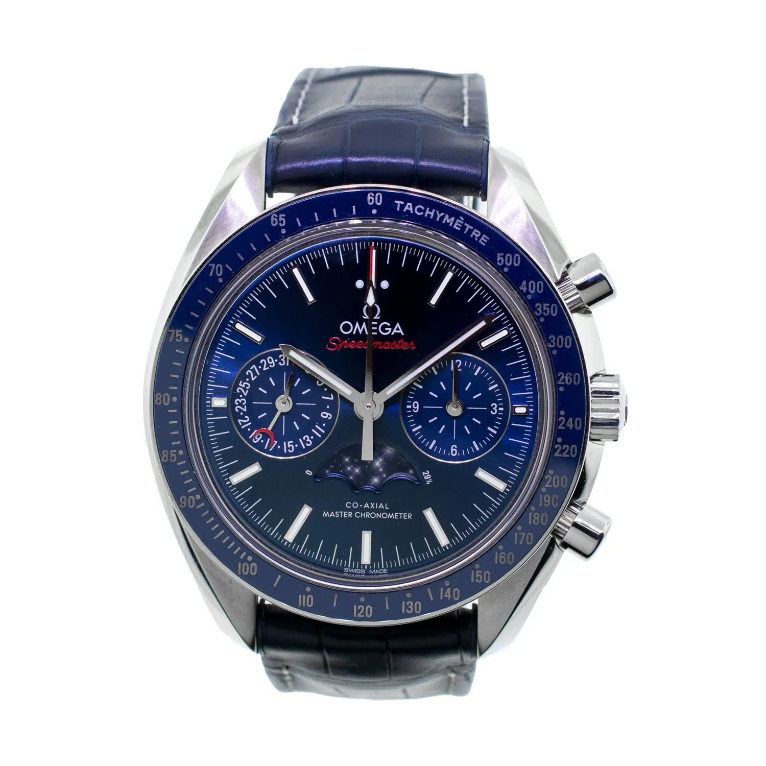 Omega Speedmaster Chronograph 44.25mm Stainless Steel Blue Index Dial 304.33.44.52