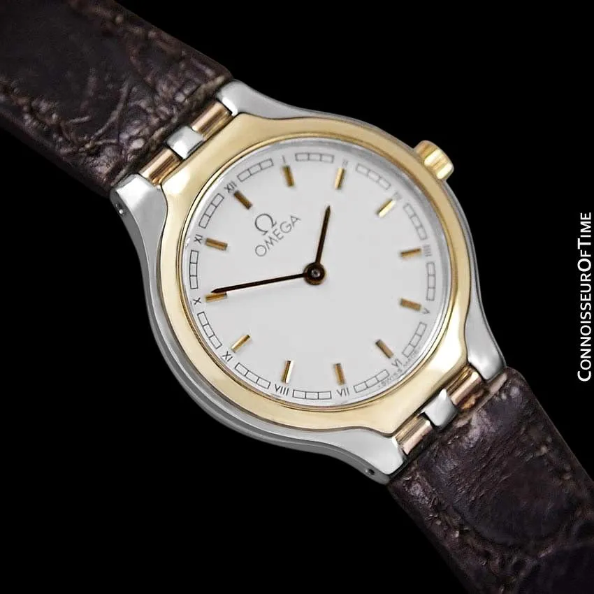 Omega Symbol Ladies Two-Tone Dress Watch - Stainless Steel & Solid 18K Gold