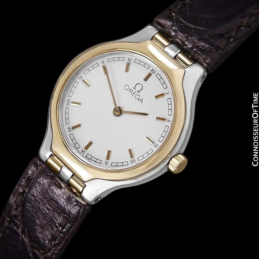 Omega Symbol Ladies Two-Tone Dress Watch - Stainless Steel & Solid 18K Gold