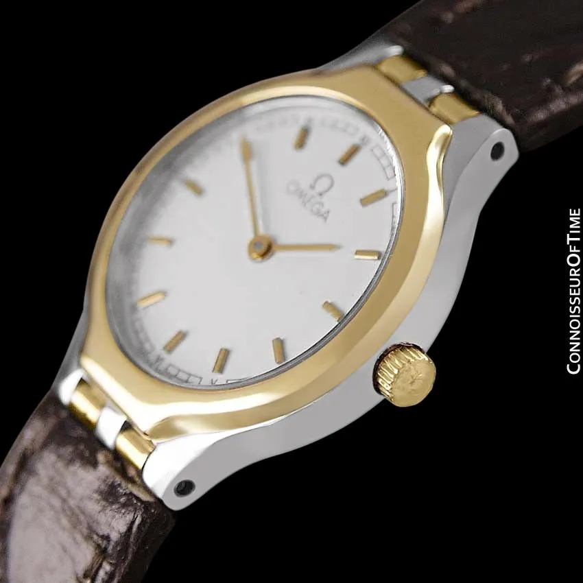 Omega Symbol Ladies Two-Tone Dress Watch - Stainless Steel & Solid 18K Gold