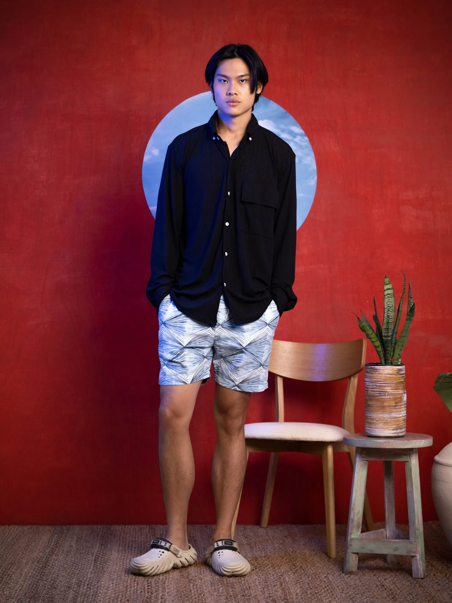 One chest pocket detailed polyester shirt