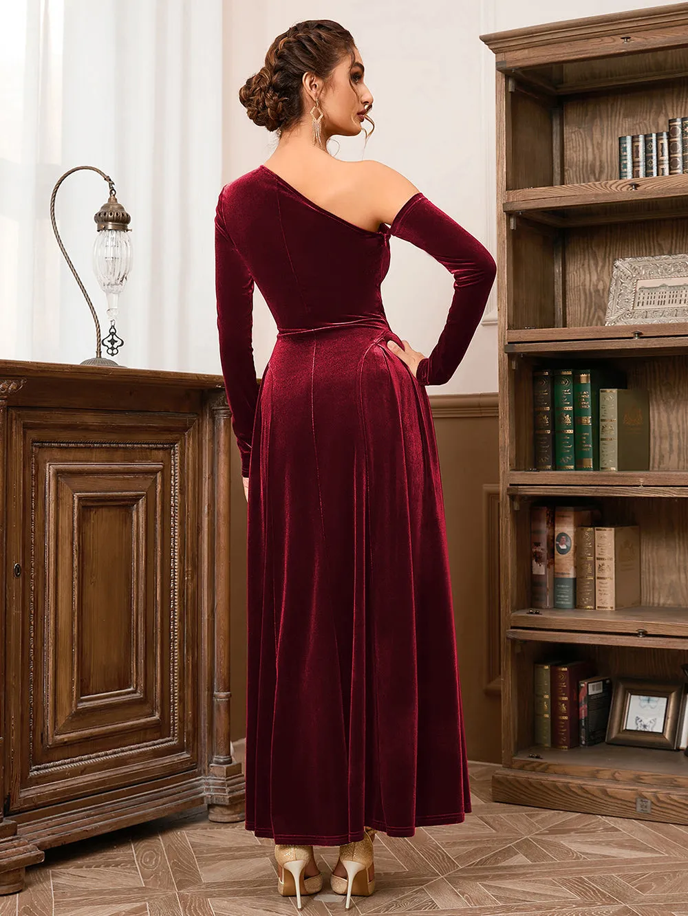 One Shoulder Cut Out Maxi Bodycon Dress HB10063
