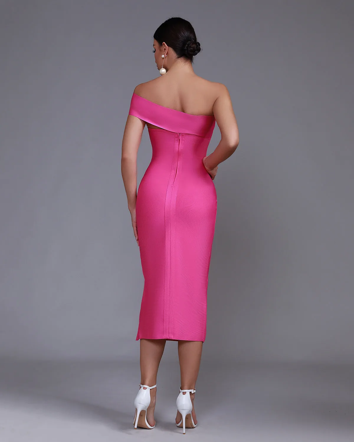 One Shoulder Midi Bandage Dress