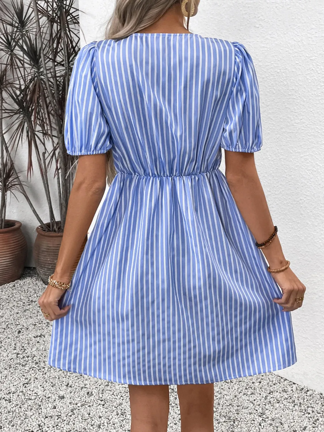 Online Exclusive| Bows   Stripes Mini Dress