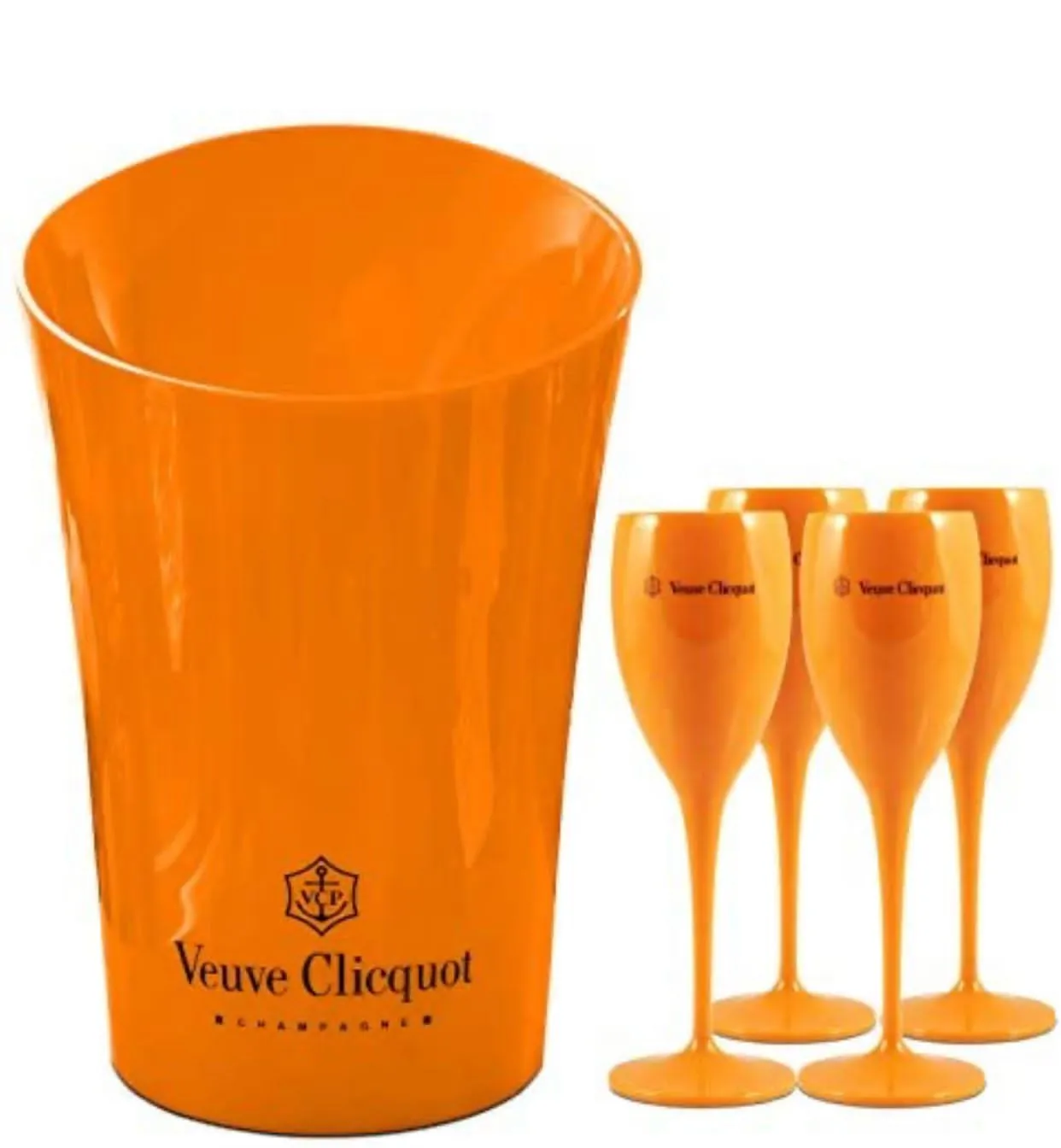 Orange Champagne Flute & Ice Bucket Set