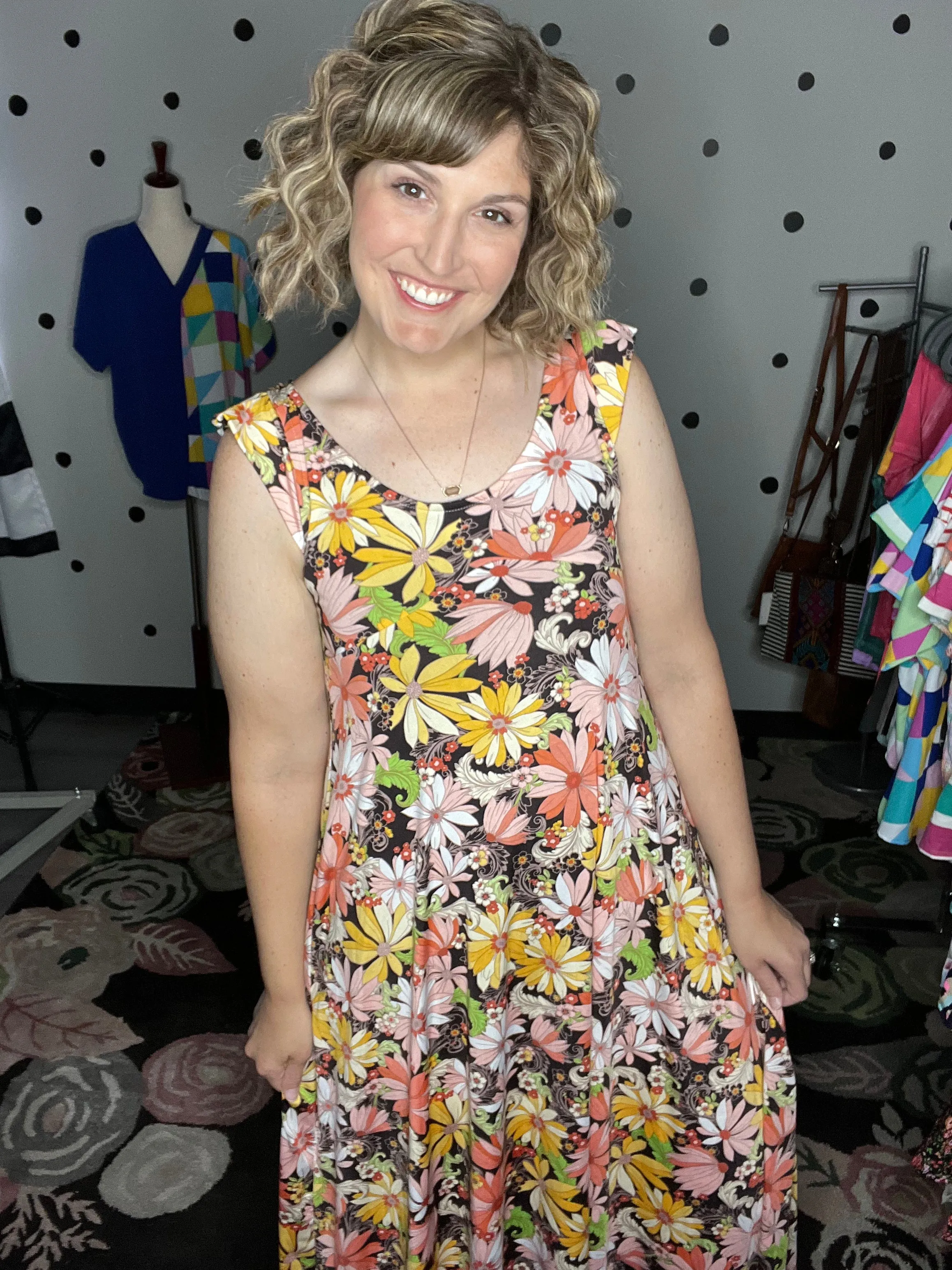 Orange Yellow Green Floral Maxi Dress