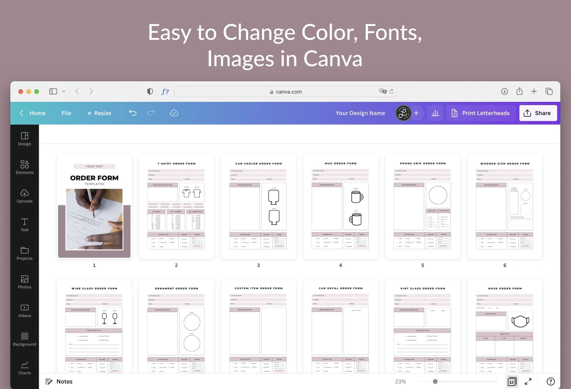 Order Forms Canva Template Bundle
