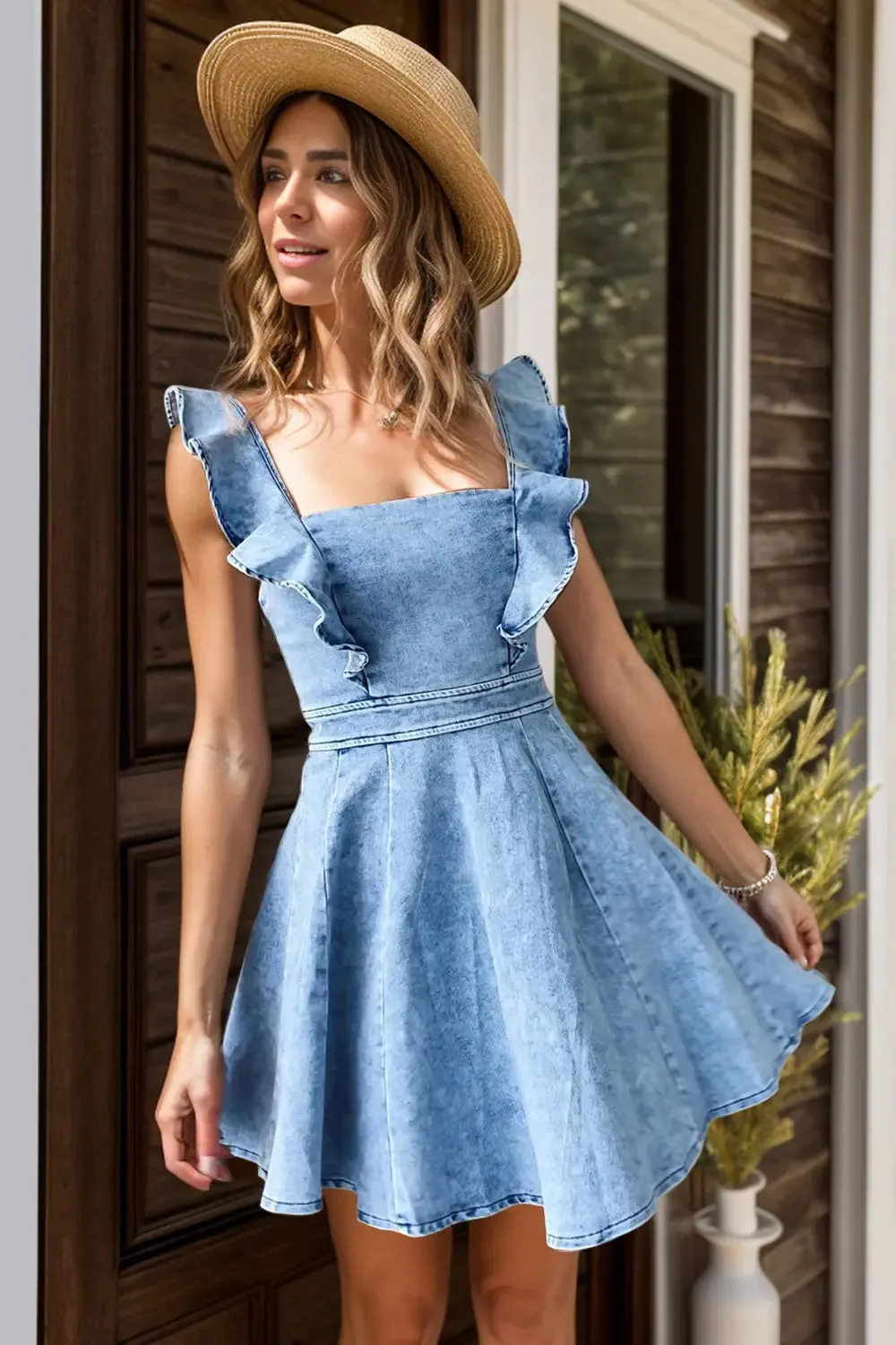 'Oriane' Ruffled Mini Dress