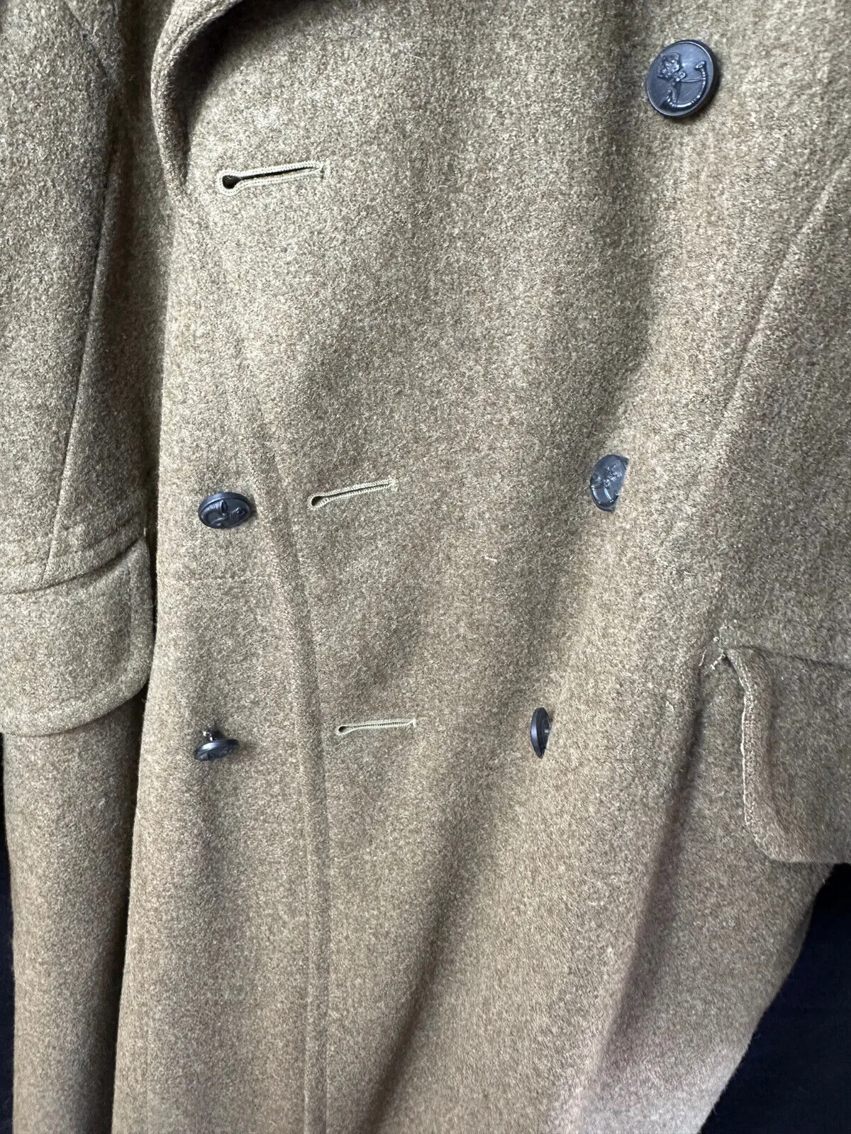Original WW2 British Army Soldiers Greatcoat - US MADE - 1943 Dated Lend Lease