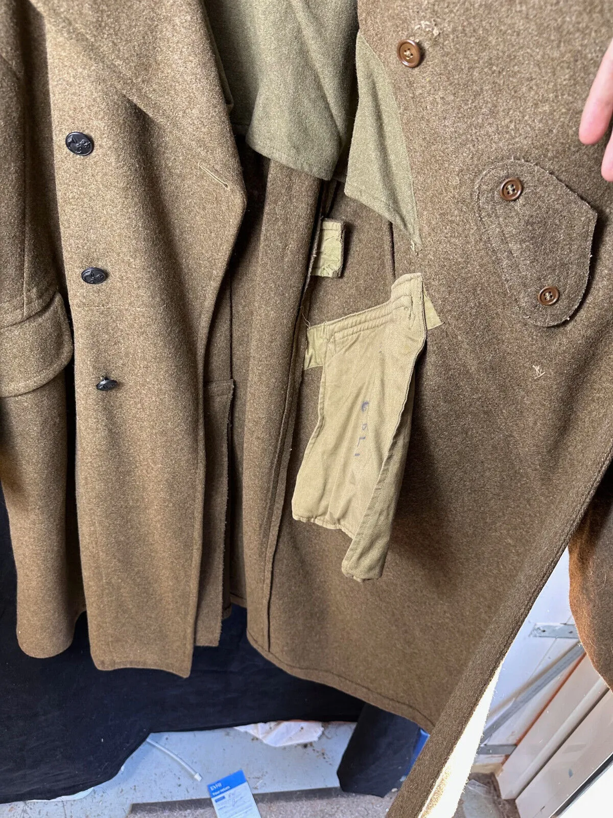Original WW2 British Army Soldiers Greatcoat - US MADE - 1943 Dated Lend Lease
