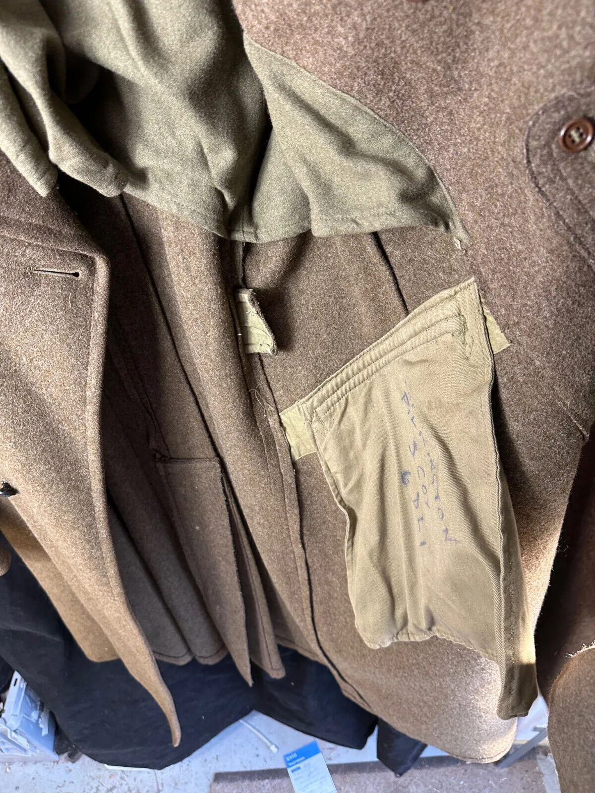 Original WW2 British Army Soldiers Greatcoat - US MADE - 1943 Dated Lend Lease