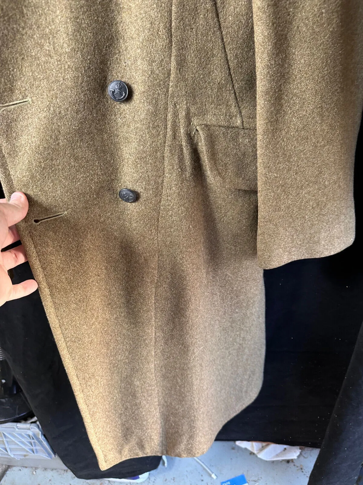 Original WW2 British Army Soldiers Greatcoat - US MADE - 1943 Dated Lend Lease