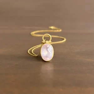 Oval Rose Cut Rose Quartz Pendant
